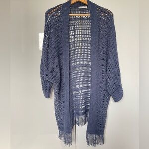Lana Lee vintage boho crochet blue cardigan Large